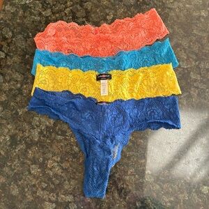 Cosabella lace thong bundle blue yellow orange teal navy